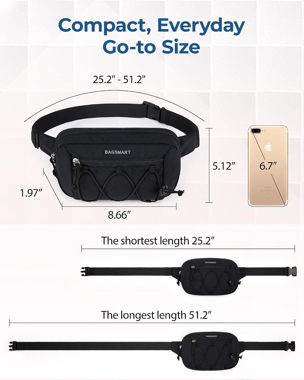 BAGSMART Fanny Packs for Women, Running Workout Traveling Hiking, Camel
