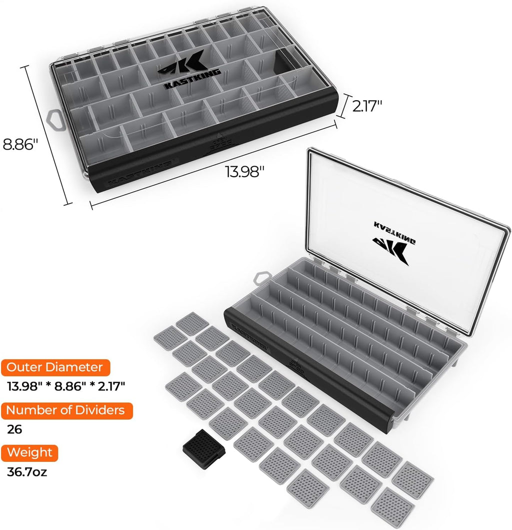 KastKing HyperSeal Waterproof Tackle Box, 3700 2 Packs, Black