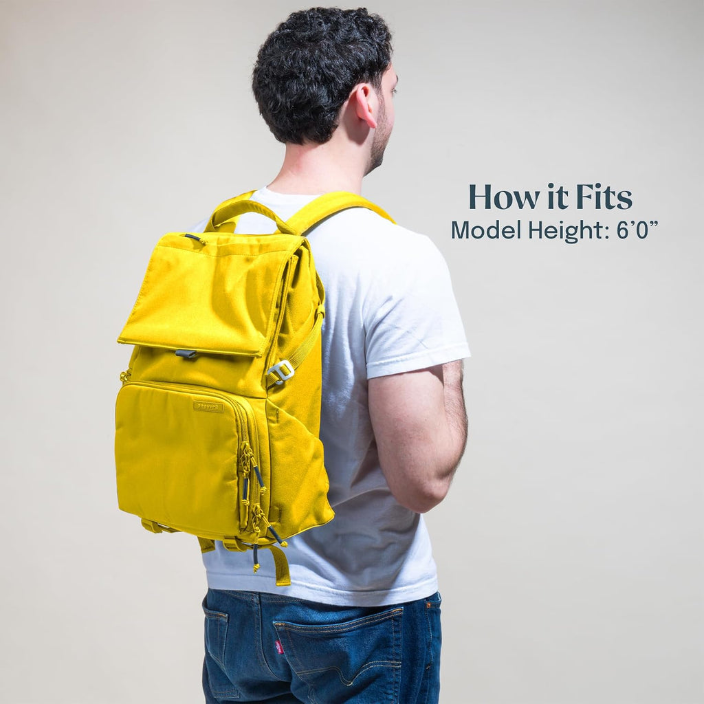 BREVITE - The Runner - Compact Camera Backpacks for Photographers - A Minimalist & Travel-friendly Photography Backpack Compatible With Both Laptop & DSLR Accessories 18L (Lemon Yellow)