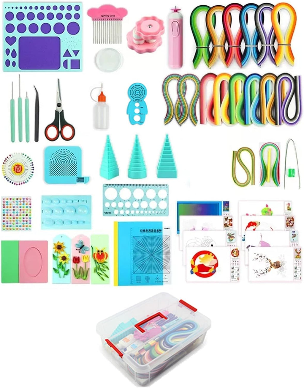 YURROAD All-in-One Paper Quilling Kit, 1860 Paper Strips, 22 Quilling Tools