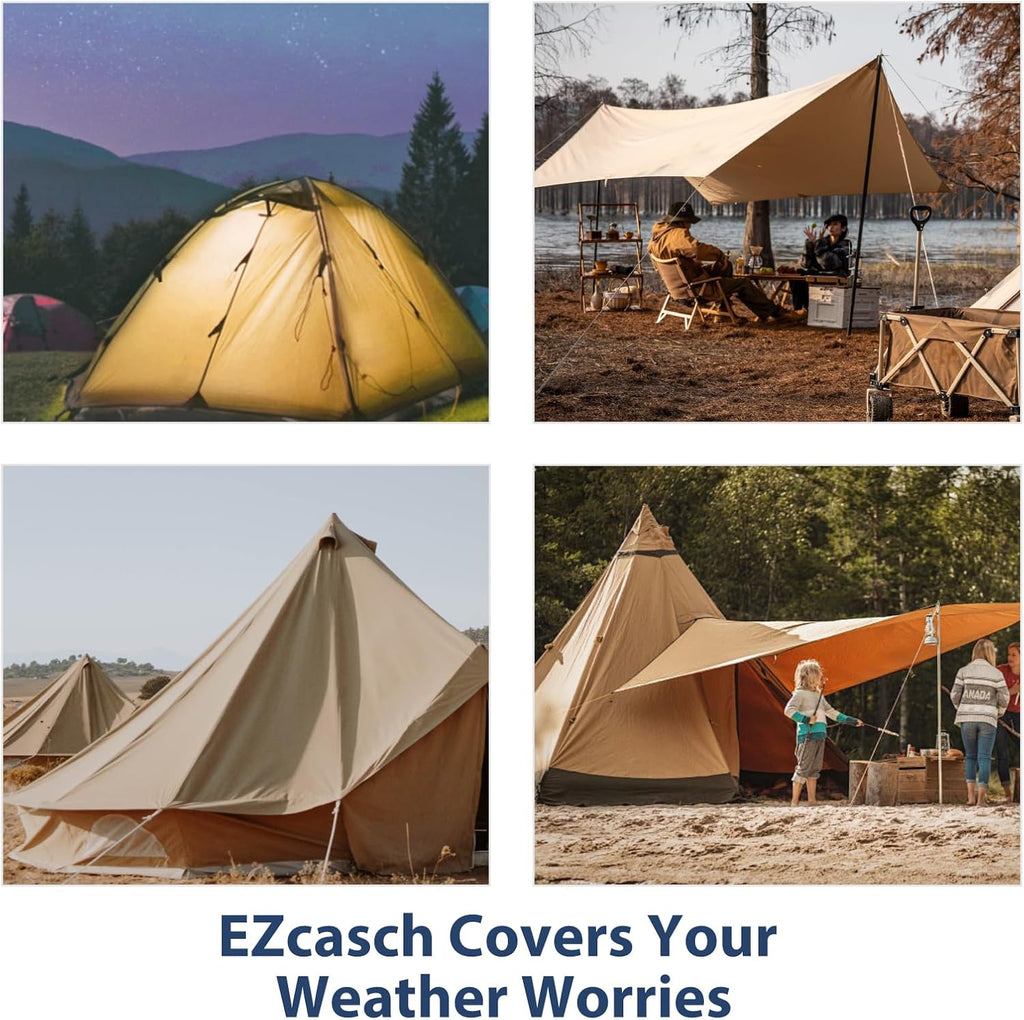 16’x20’ Canvas Tarps Heavy Duty Waterproof Tarpaulins with Aluminum Grommets,UV Resistant, 22Mil Multipurpose Drop Cloth, 14oz Cover Sheet for Outdoor and Indoor Use with Ropes Yellow