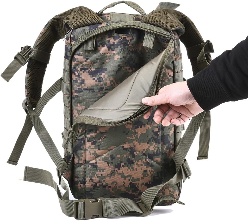 REEBOW GEAR 38L Tactical Backpack for Men 3 Day Military Bug Out Bag | Green Camouflage, Large Heavy Duty Backpacks, MOLLE Straps, Survival Sports Rucksack, for Sports Outdoor Trekking Hiking