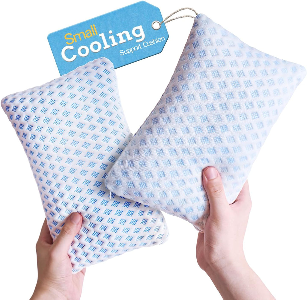 Small Cooling Memory Foam Pillows for Travel 2 Pack 11 X 7 Inches, 2-Sided