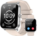 Smart Watch - 2026 Upgraded Fitness Tracker 1.85" HD Bluetooth Call and Text Smartwatch with 7 Day Battery 5 ATM Waterproof Heart Rate Sleep Monitor 130+ Sport Modes for Android & iOS (Beige)