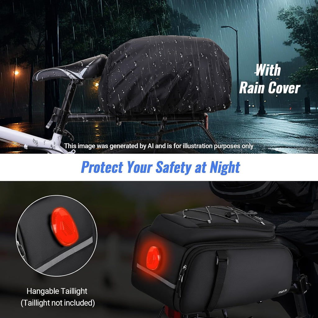 MOSISO Bike Rack Bag with Rain Cover, 15L Waterproof Bike Ebike Rear Bags