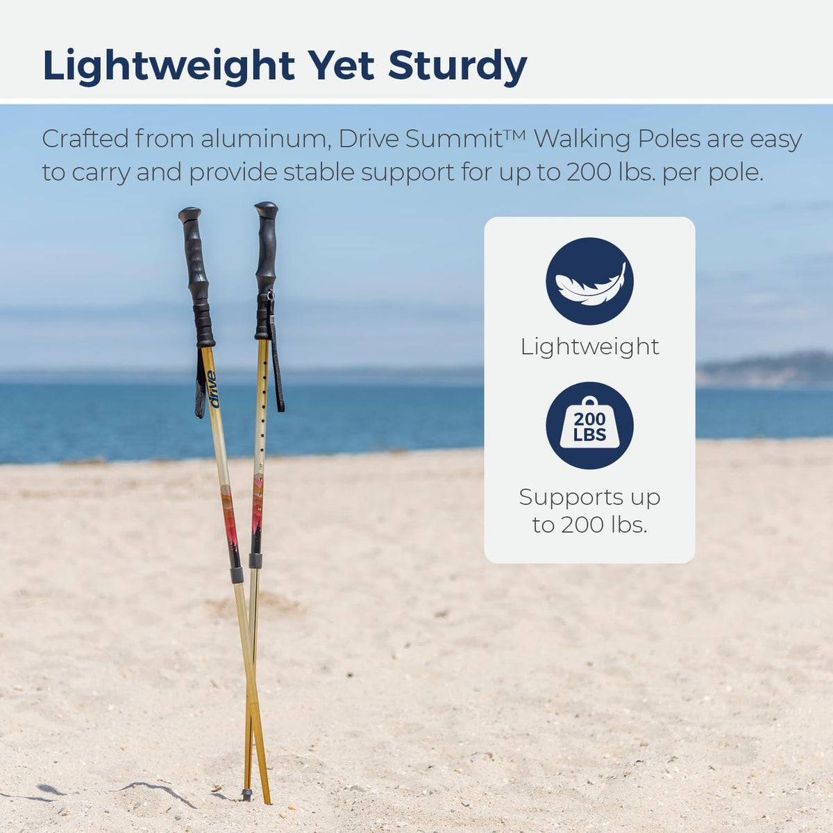 Drive Medical Summit Adjustable Nordic Walking Poles, Mountain Print