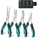 DURATECH 4PCS Long Reach Pliers Set with Pouch, Mini Extra Long Pliers Set