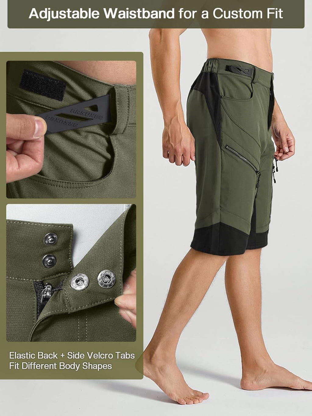 ARSUXEO Men's Loose Fit Cycling Shorts Mountain Bike Shorts Water Ressistant 1903