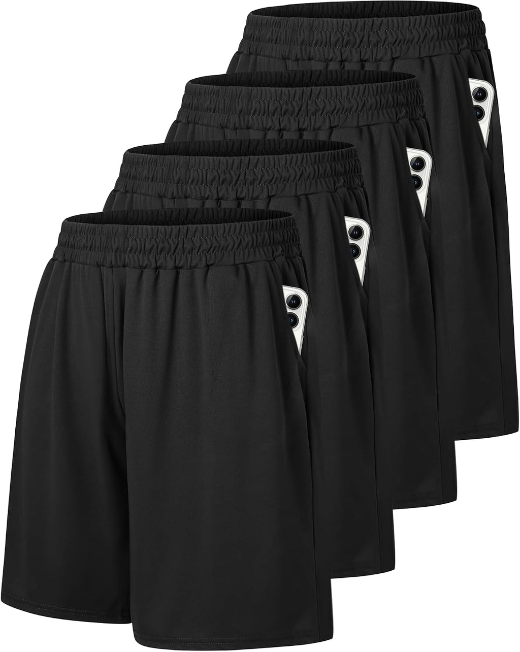 4 Pack Gym Mens Shorts - Basketball Athletic Shorts Fitness Clothing