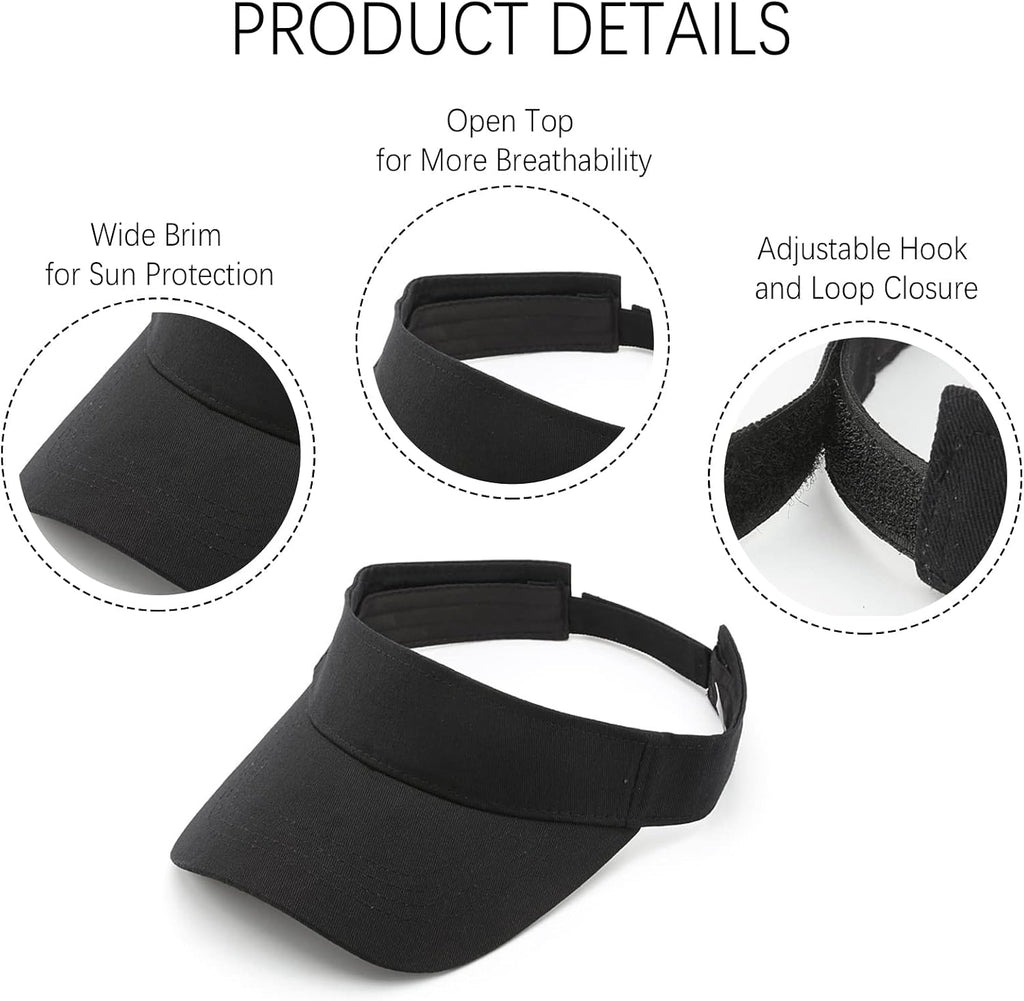 10 Pack Men Women Sun Visor Adjustable UV Protection Blank Sun Visor Hats Caps for Beach Pool Golf Tennis Sports