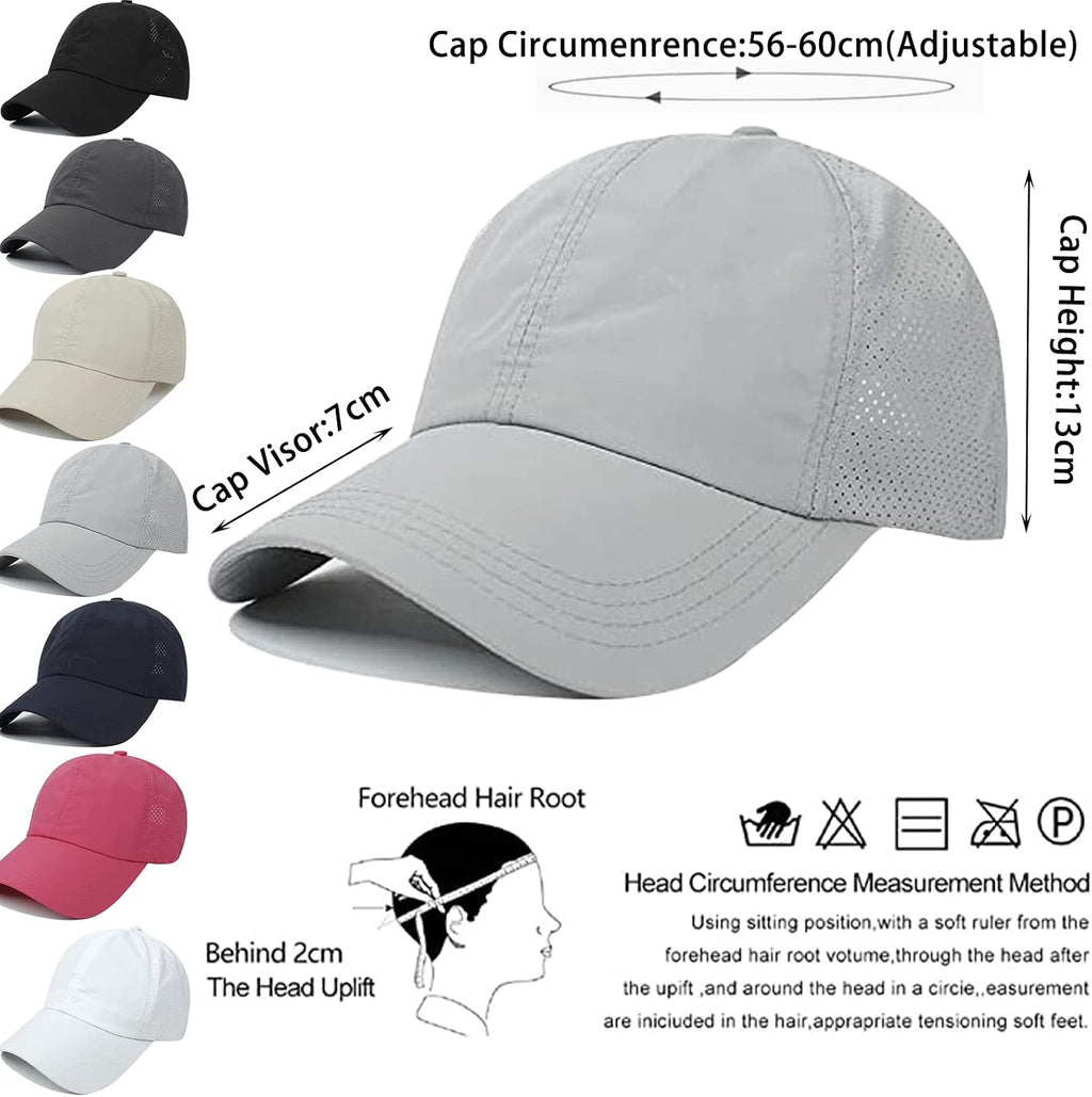 Womens Ponytail Hat Baseball Cap, Adjustable Criss Cross Baseball Cap High Bun Unisex Quick Drying Trucker Hats