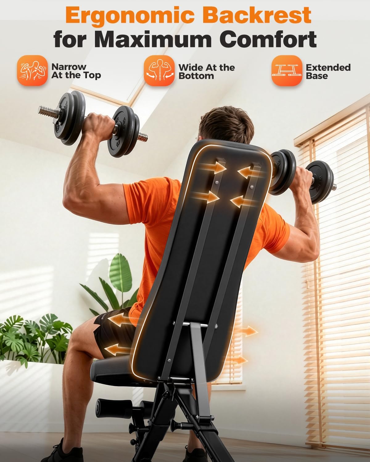AIRHOP Foldable Workout Bench, 90° to -30° FID Weight Bench for Home Gym