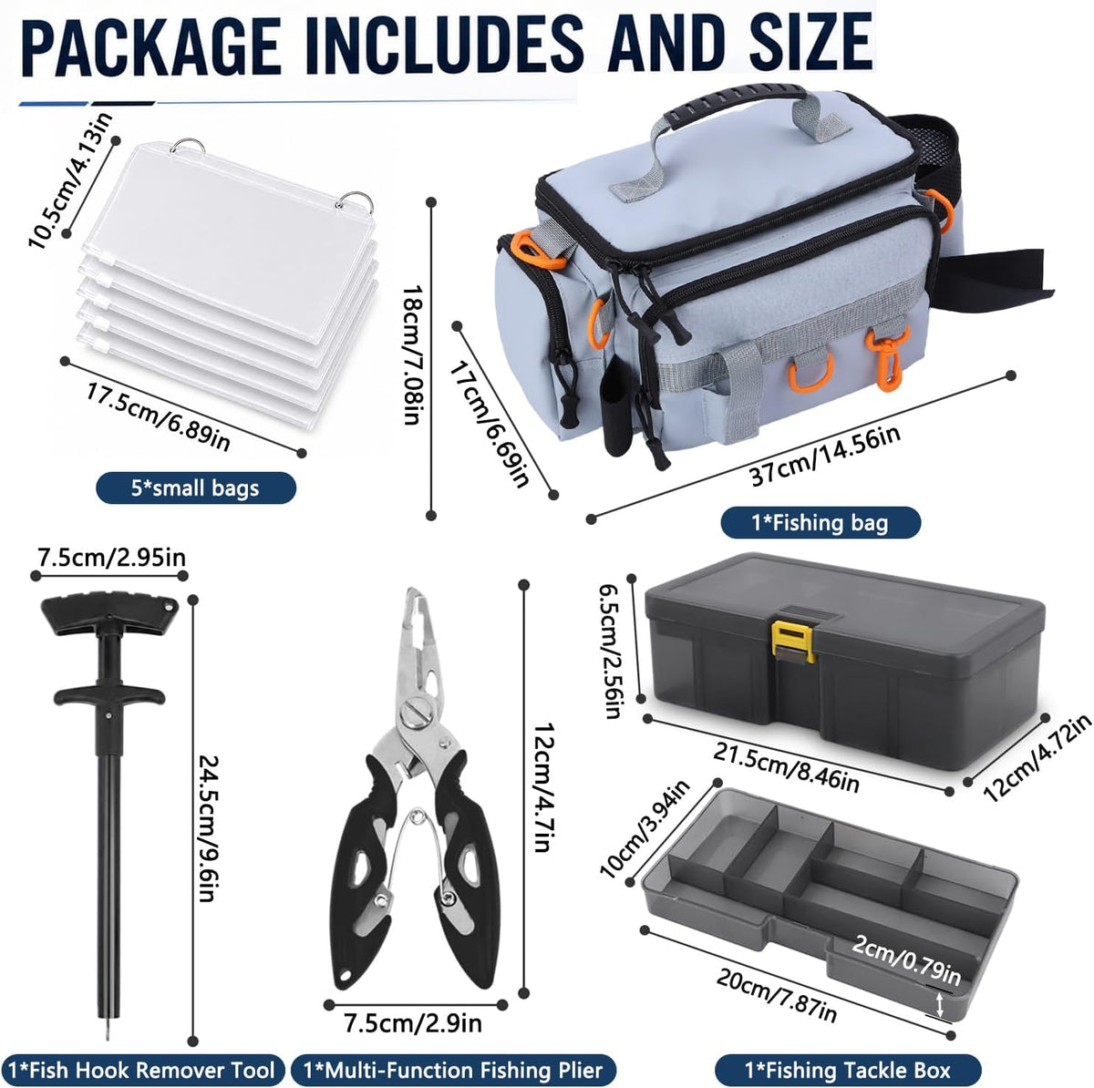 Fishing Tackle Storage Bag with Tackle Box&Tool,Gifts for Men(Grey)