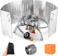 Odoland 3500W/6800W Windproof Camp Stove Camping Gas Stove with Windscreen, Fuel Canister Adapter, Piezo Ignition for Outdoor Backpacking Hiking and Picnic