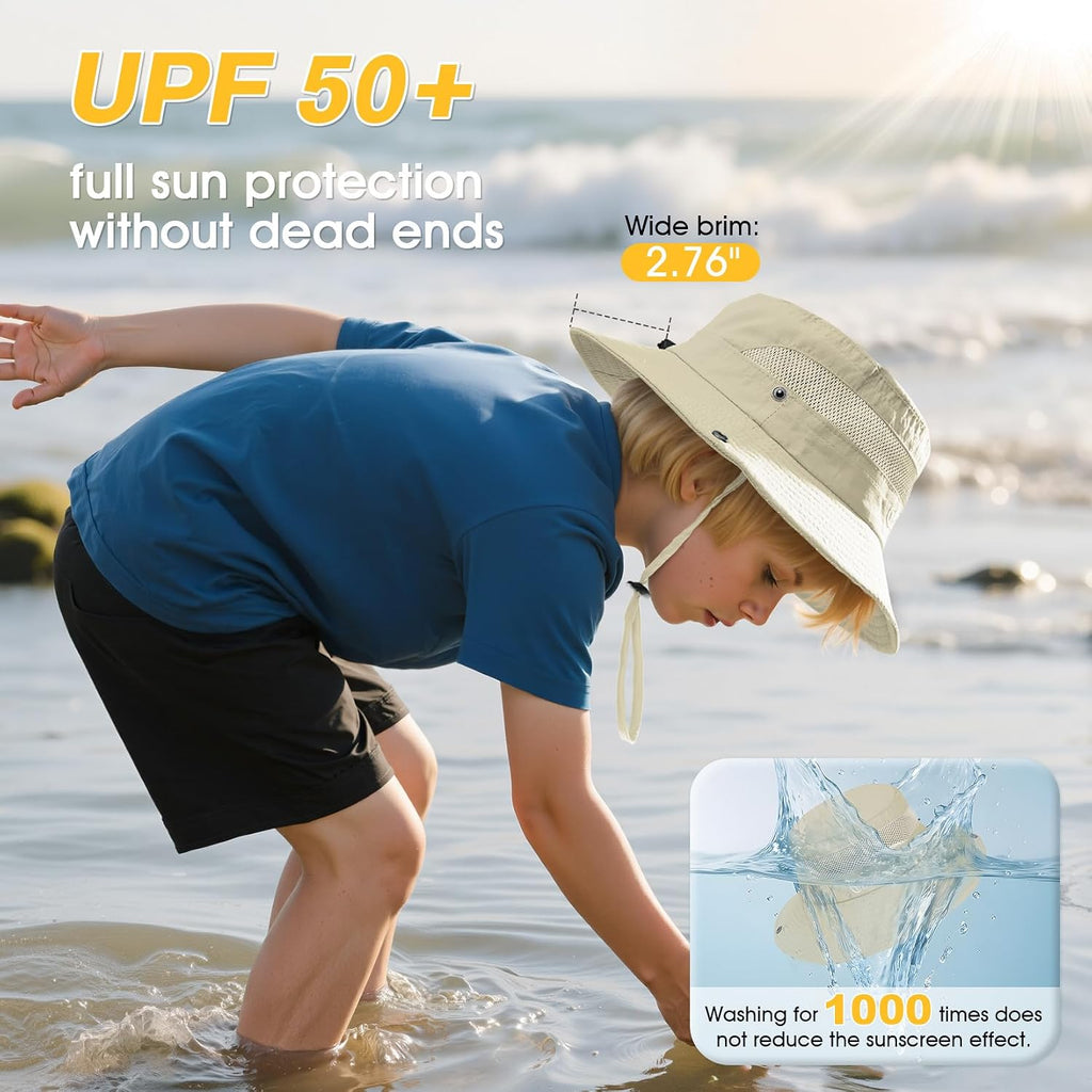 Century Star Outdoor Kids Sun Hat UPF 50+ Quick Dry Adjustable Bucket Hat Windproof Waterproof Beach Fishing Safari Hat