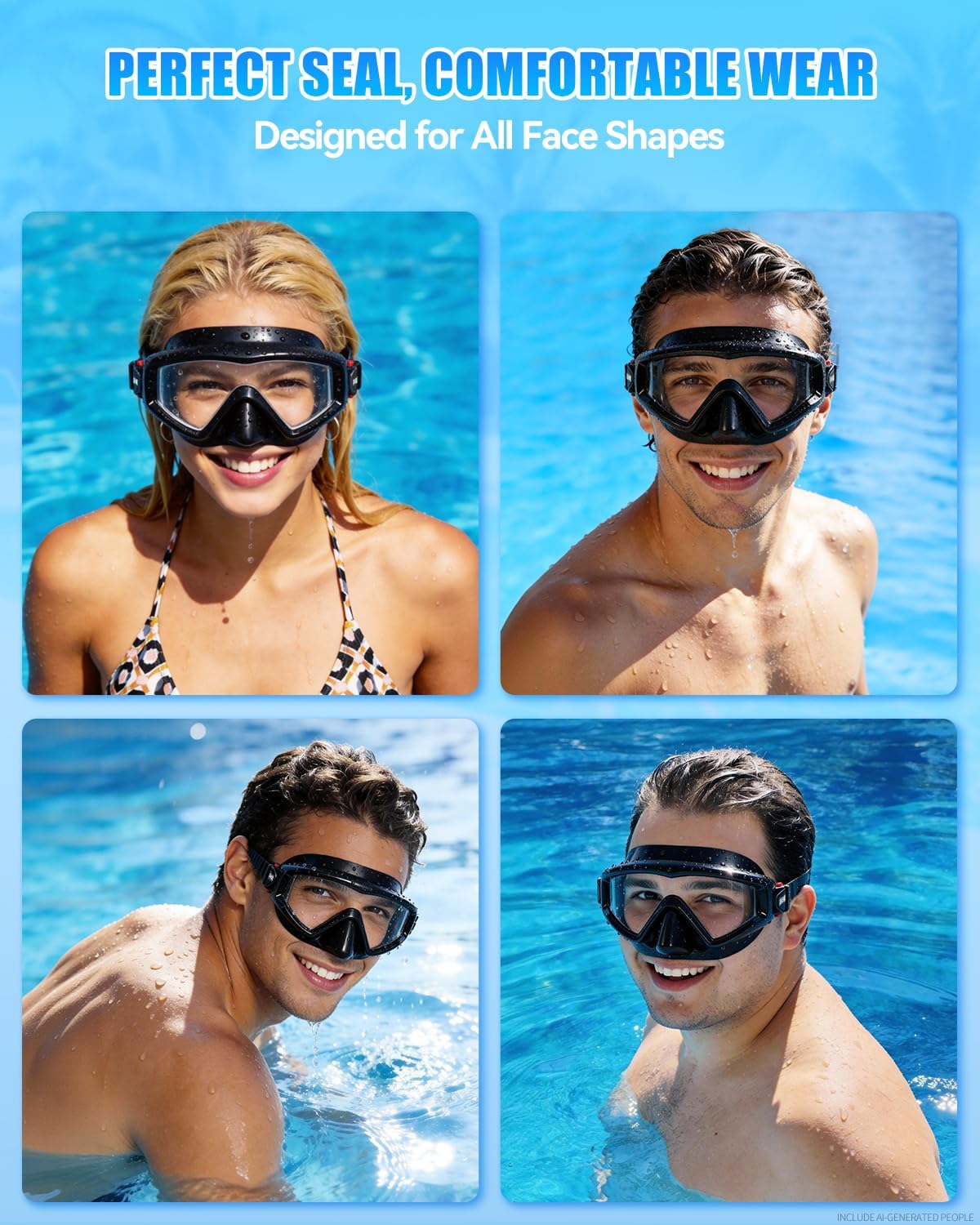 Aegend Snorkeling Gear for Adult Kid - Anti-Fog Mask with Top Dry Valve