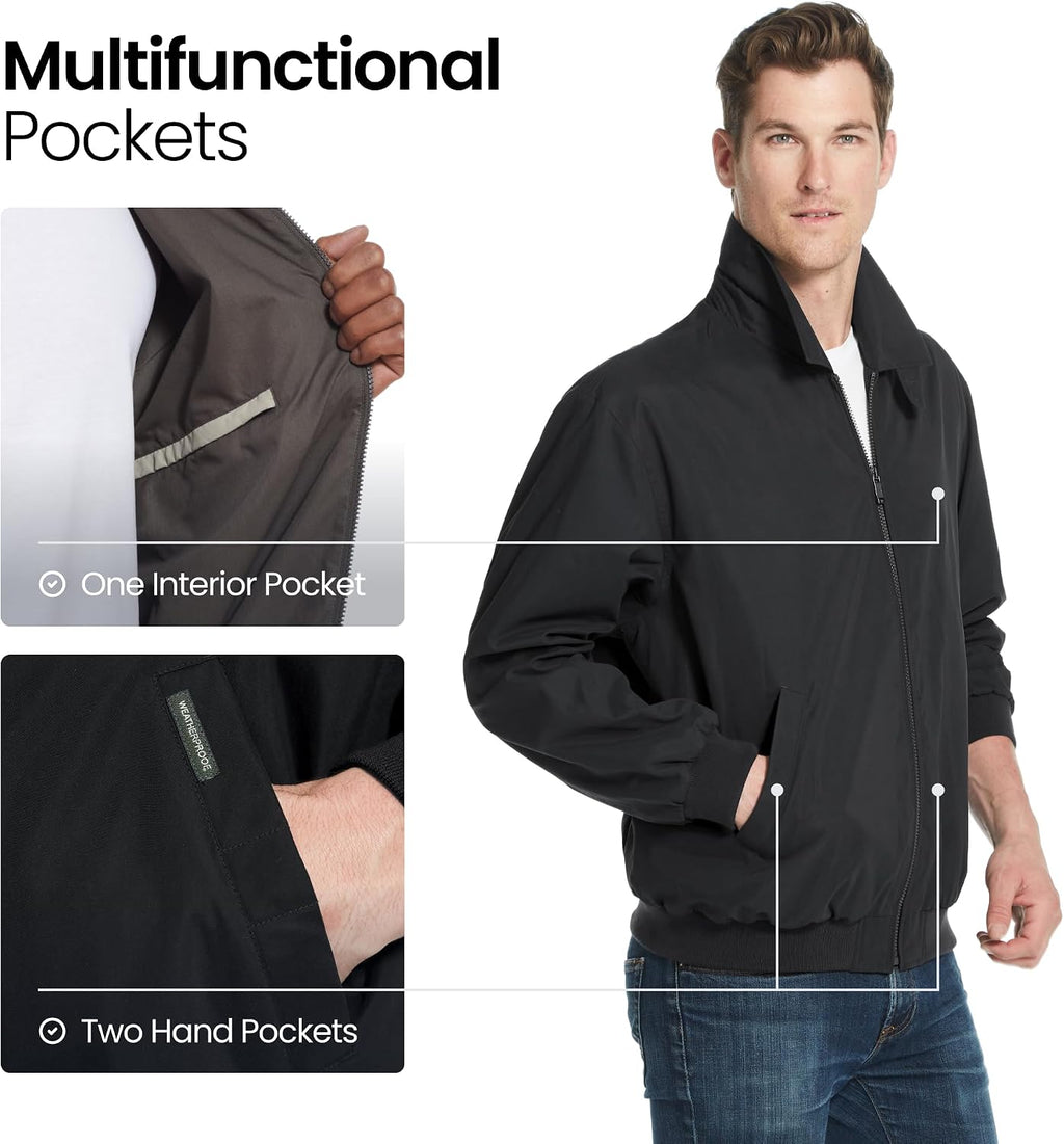 Weatherproof Men's Golf Jacket - Lightweight Windbreaker, Water-Resistant Microfiber Shell, Perfect for Golf & Casual Wear