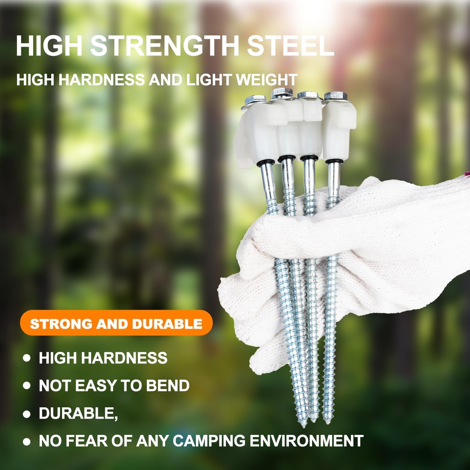 20 Pack Screw in Tent Stakes Heavy Duty,8 ’’ Ground Anchors Screw in,Metal Stakes with Hex Head Driver and Sturdy Storage Box. (20, Luminous White)