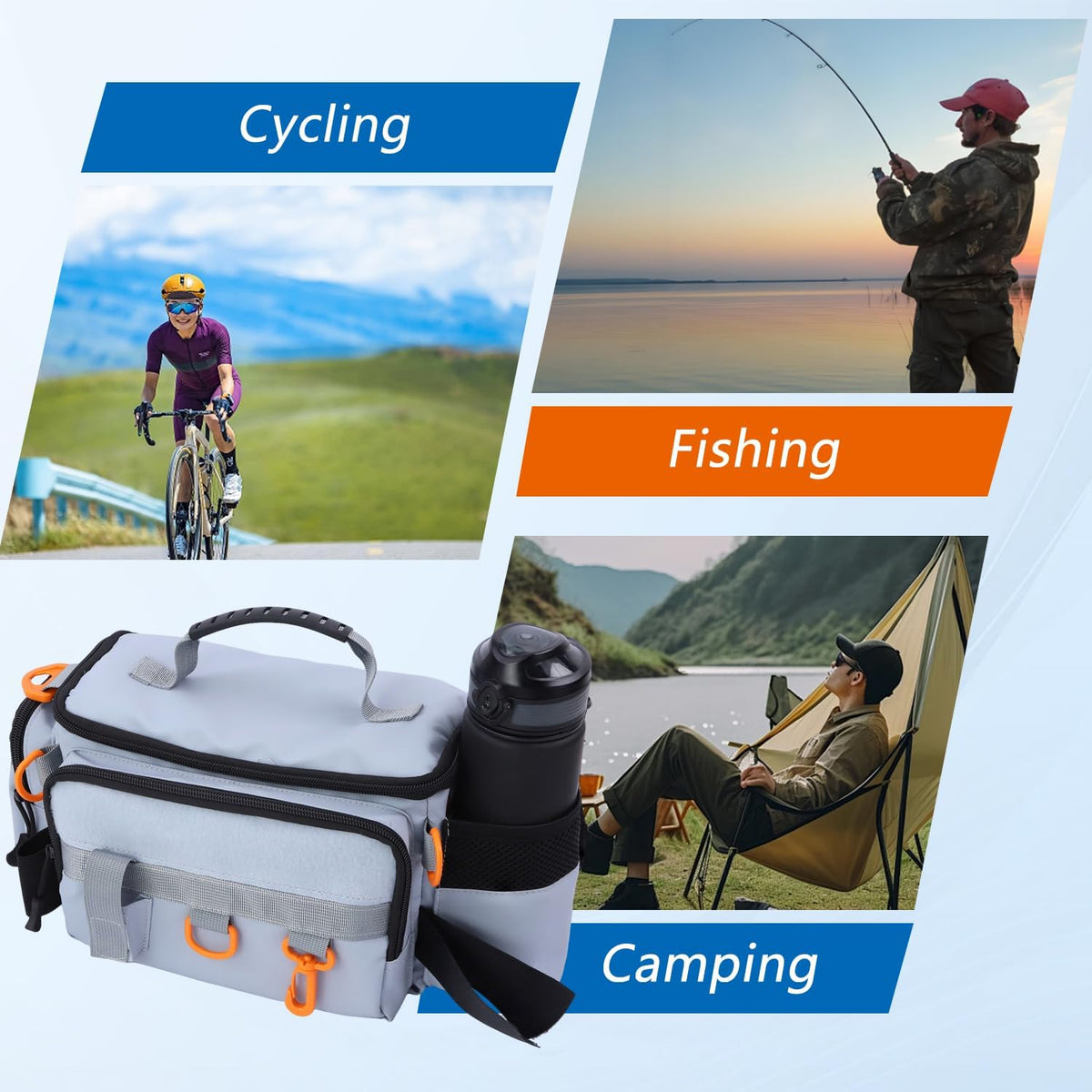 Fishing Tackle Storage Bag with Tackle Box&Tool,Gifts for Men(Grey)