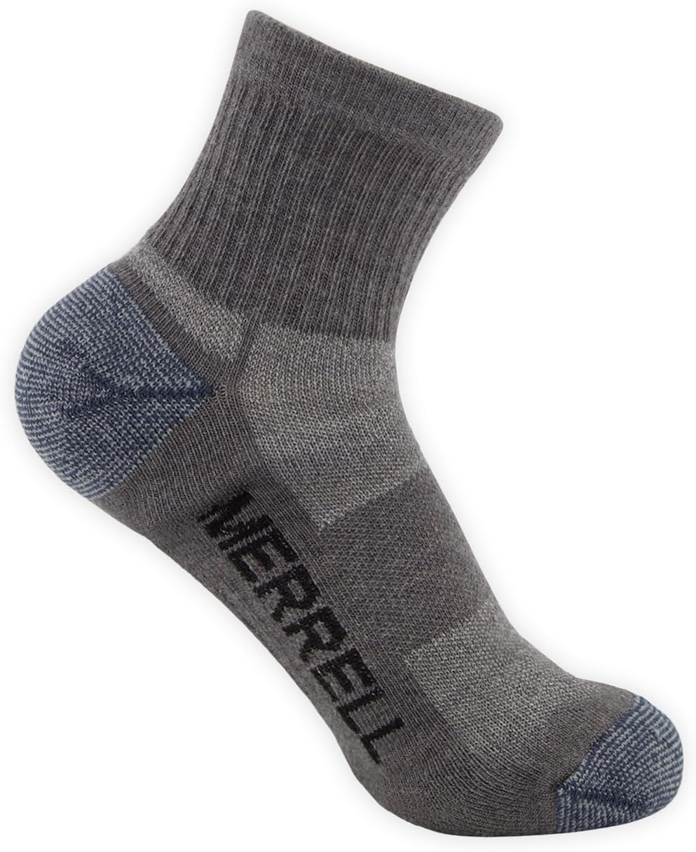 Merrell Unisex 3-pack Trekker Outdoor Ankle Socks, Mid-height Wool Blend Trail Socks Multi-pack