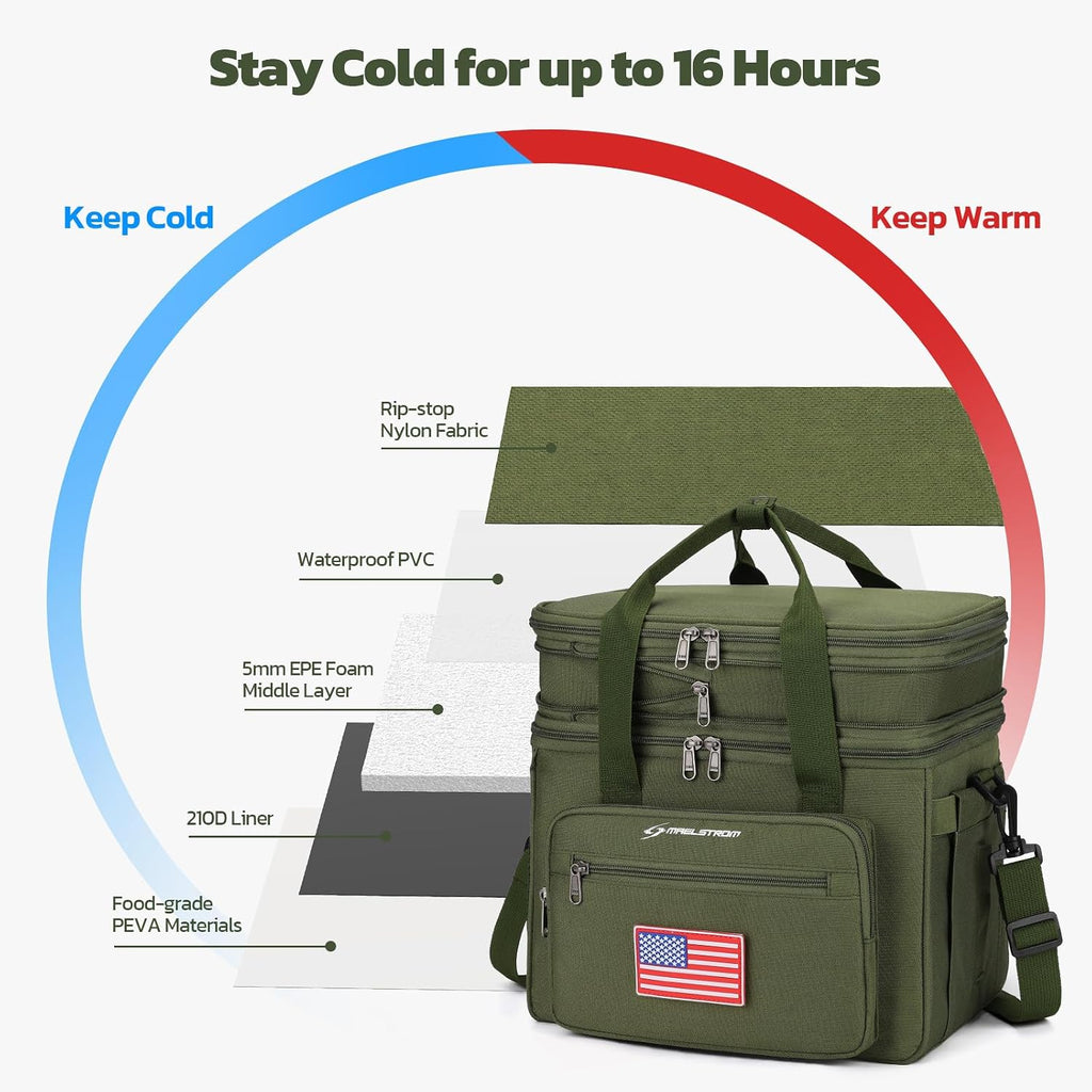 Maelstrom 23L Insulated Lunch Box, Expandable Double Deck Cooler Bag