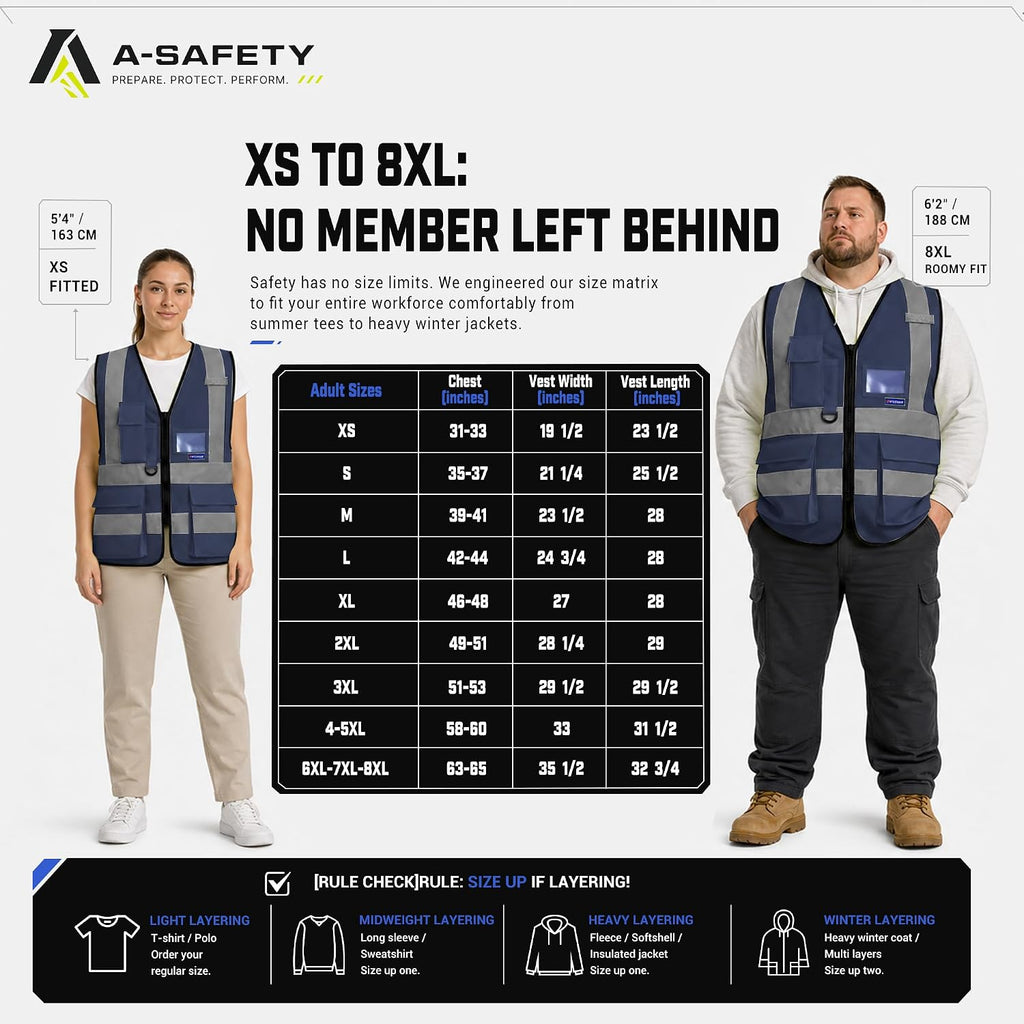 A-SAFETY High Visibility Reflective Safety Vest Customize Logo (XS-8XL)