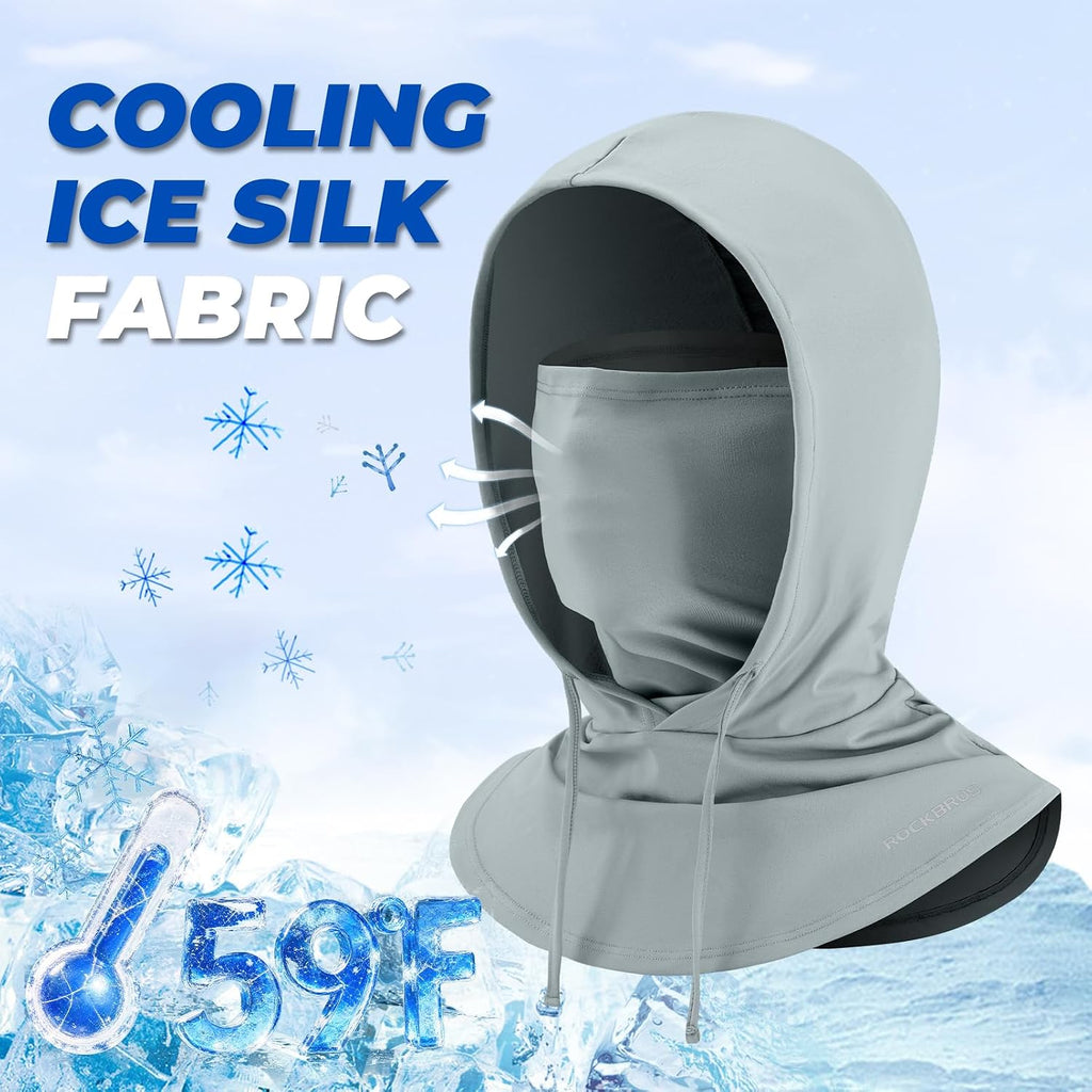 ROCKBROS Cooling Balaclava Face Mask 3 in 1 Full Face Mask for Summer with Ear Loops Neck Gaiter Sun UV Protection
