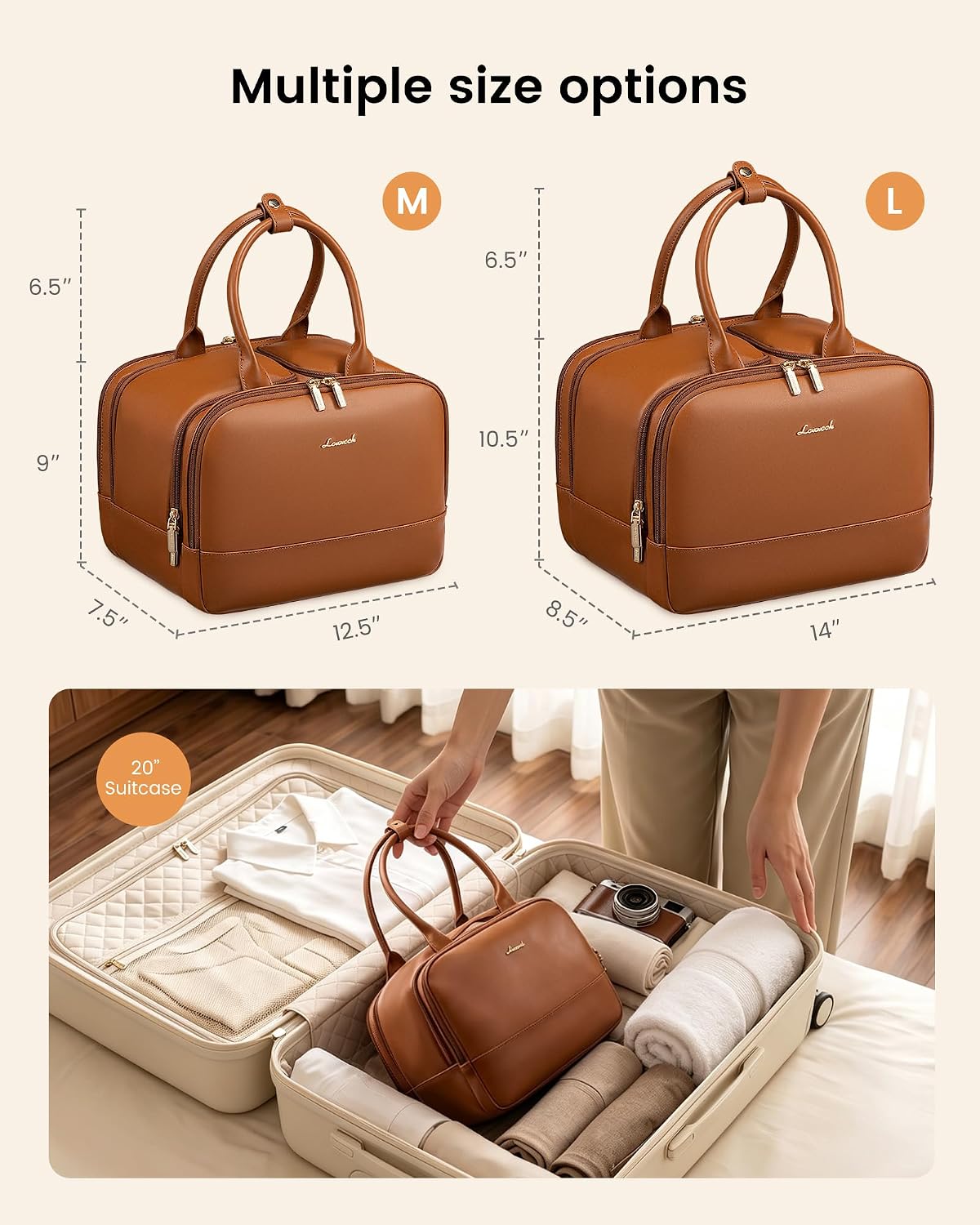 LOVEVOOK Large Makeup Bag for women, Leather Travel Toiletry Bag