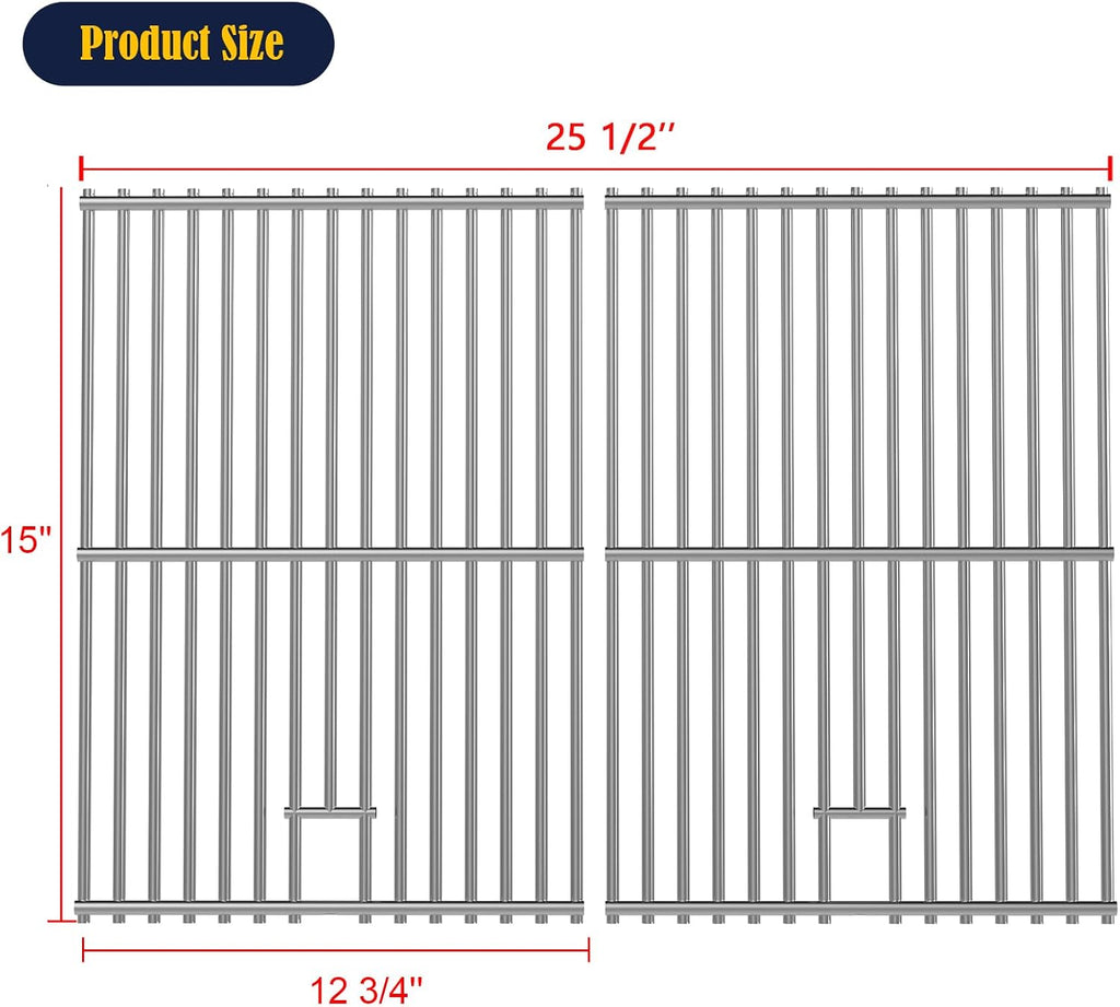2pcs Stainless Steel Grill Grates for Charbroil, 15'' x 25.5''