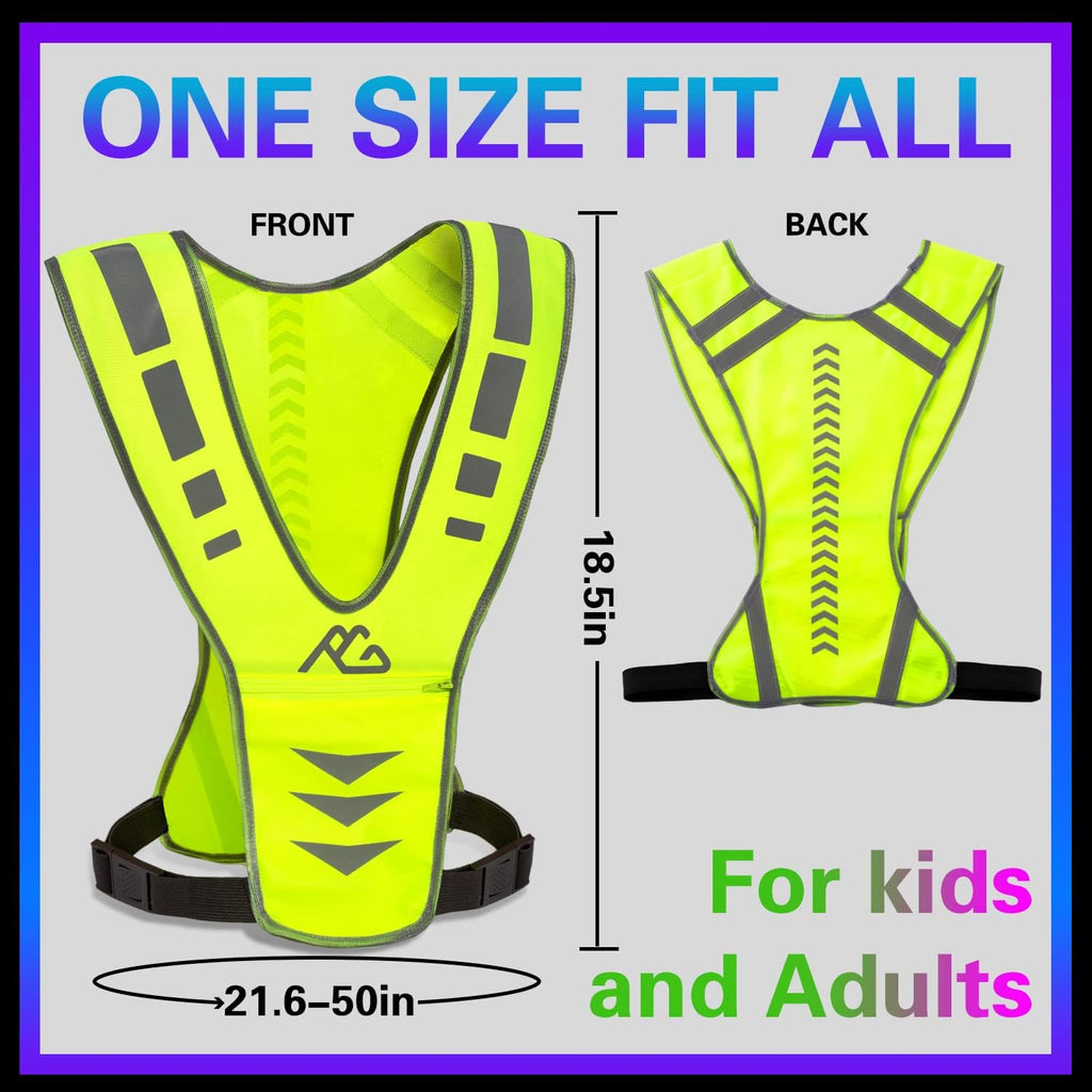 GoxRunx Reflective Running Vest Gear with Reflective Bands for Women Men Safety Reflective Vest for Walking Running Cycling at Night
