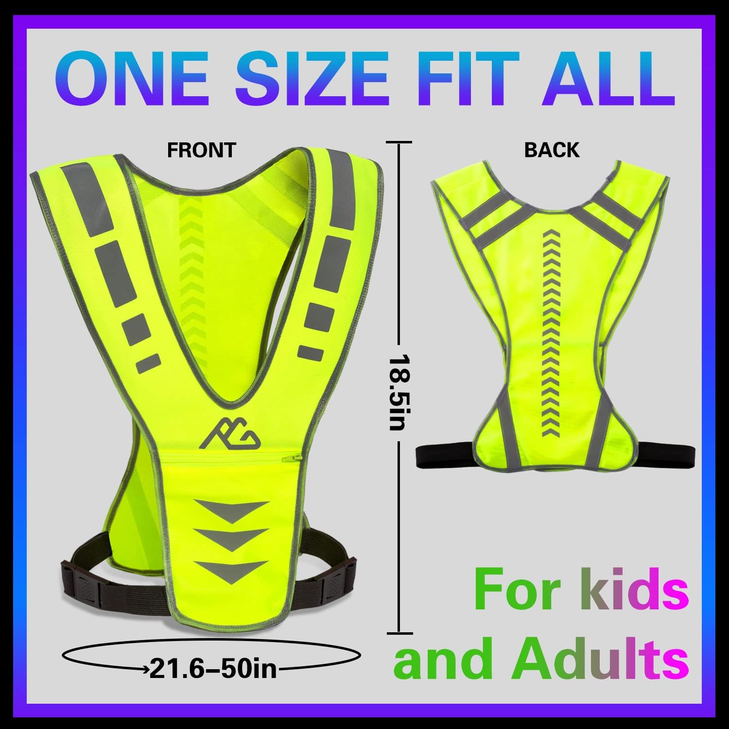 GoxRunx Reflective Running Vest Gear with Reflective Bands for Women Men Safety Reflective Vest for Walking Running Cycling at Night