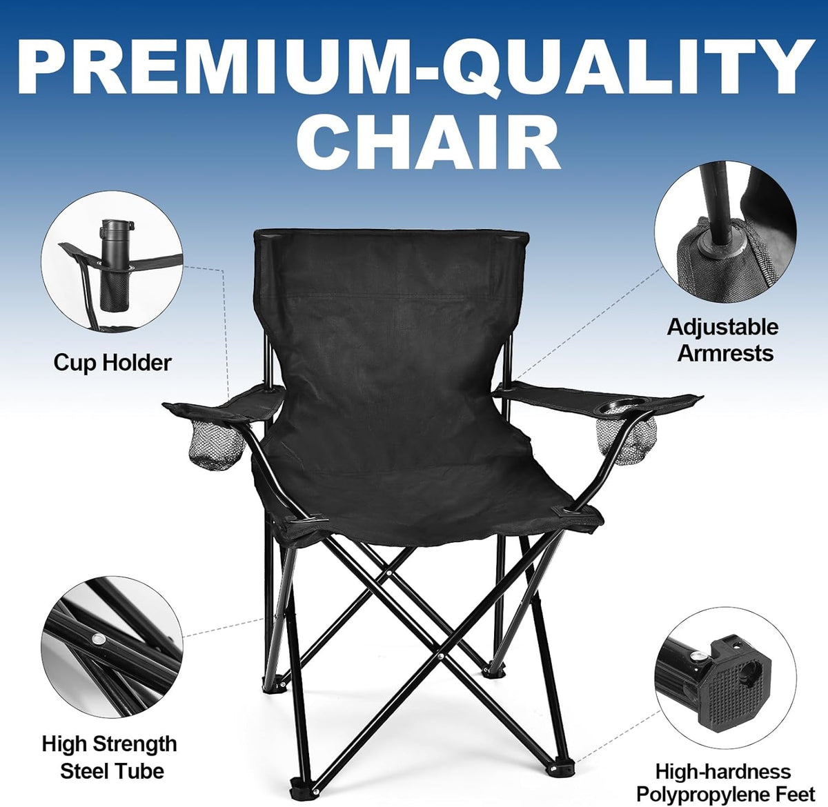 WEIDIORME 2 Pack Lightweight Camping Chairs for Adults & Teens, Capacity Foldable Portable Chairs with Carry Bag, Compact Design for Camping, Beach, Picnics, and Outdoor Events
