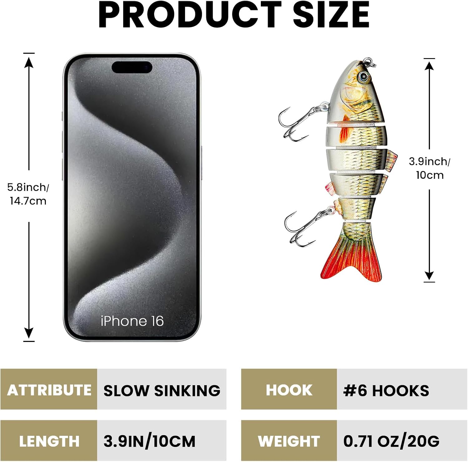 Bass Fishing Lure for Freshwater and Saltwater Lifelike Fishing Lures Multi Jointed Swimbait for Bass Trout Crappie Walleye Pike Fishing Gifts for Men