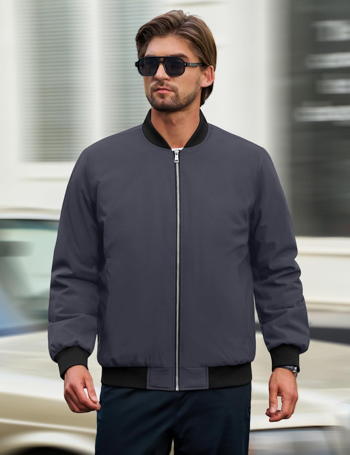Cotrasen Men's Bomber Jacket Fall Winter Windbreaker Warm Quilted Coats