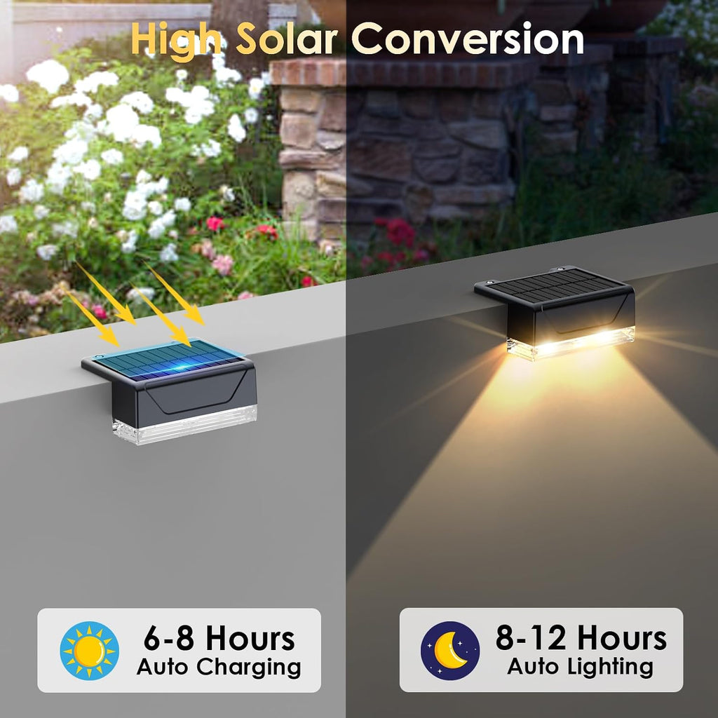 Solar Fence Lights Outdoor，3000/4000/6000K 3 Mode Fence Light Solar Powered