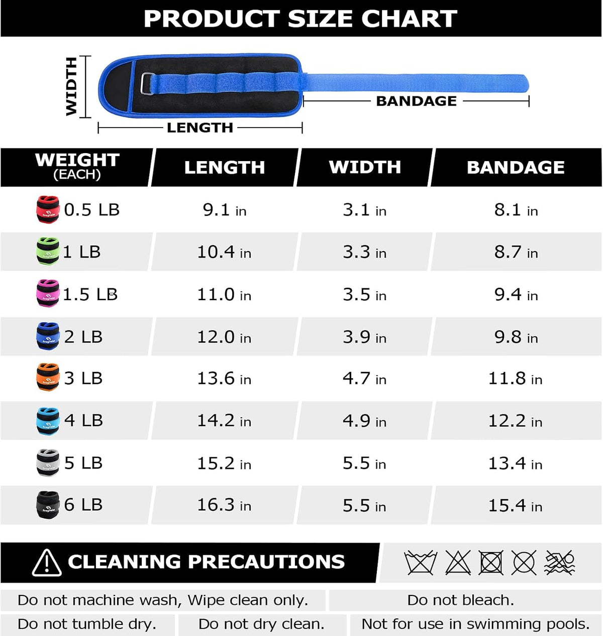 Ankle Weights for Women and Men - 1/2/3/4/6/8/10/12/15/20 LB Pair Options