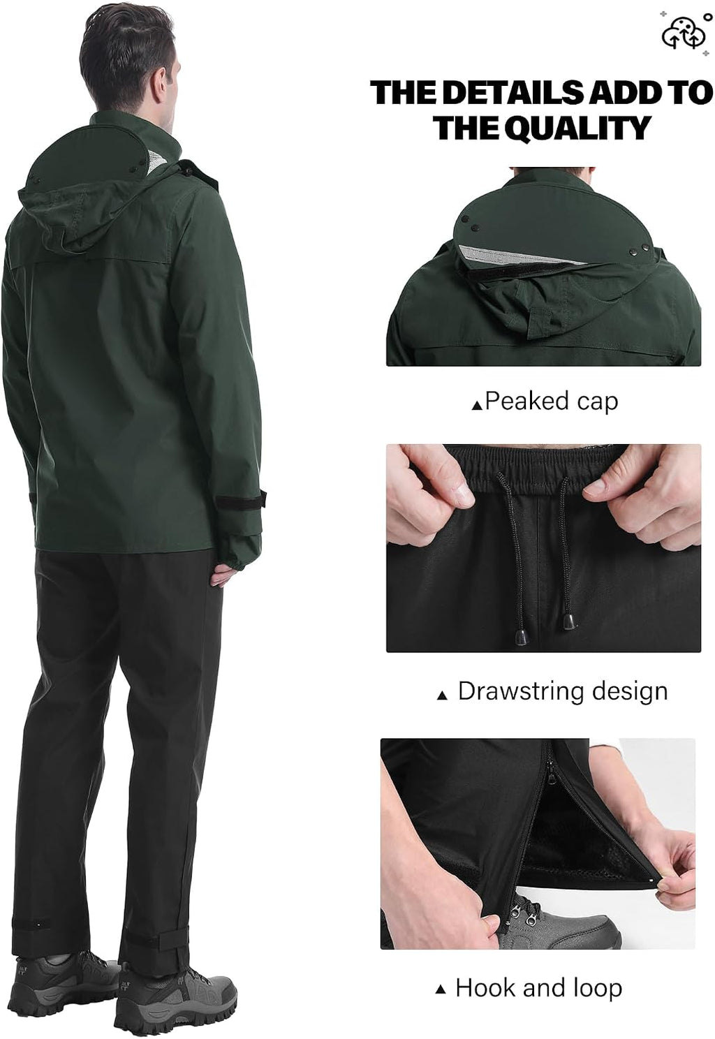 iCreek Rain Suit Waterproof Breathable Lightweight 2-Piece Rain Gear Unisex