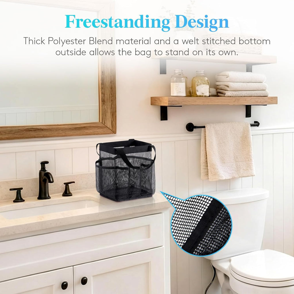 Lifewit Mesh Shower Caddy Portable, Dorm Room Essential, 2 Pack, Black&Grey