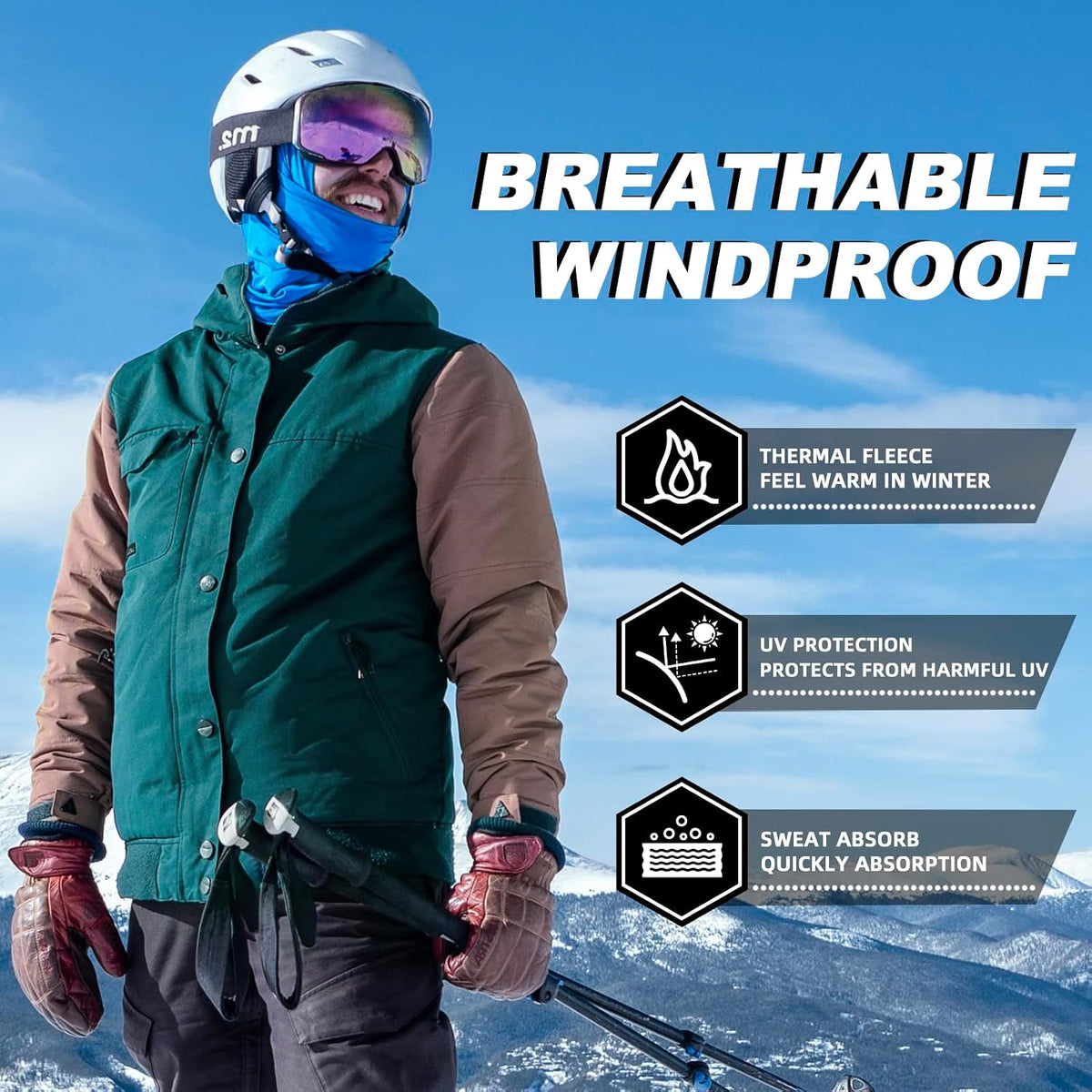 ROCKBROS Windproof Thermal Balaclava Ski Mask for Men and Women Cycling