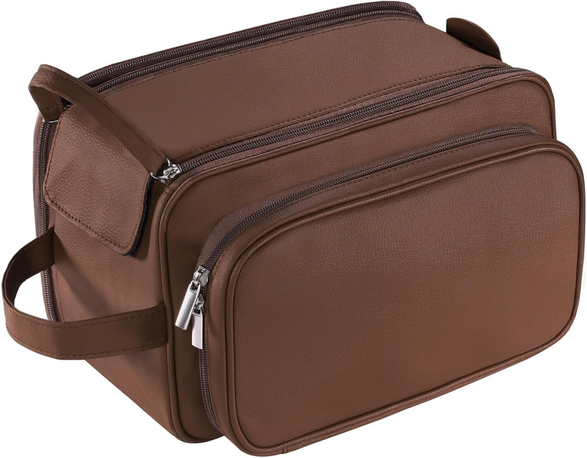 Buruis Extra Large Toiletry Bag for Men, PU Leather Travel Dopp Kit, Black