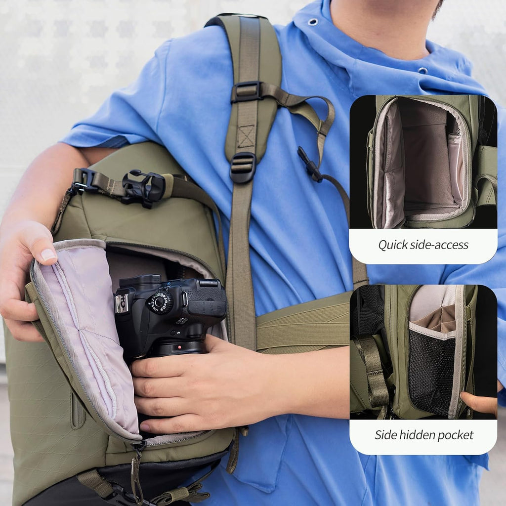 Besnfoto Camera Backpack Waterproof Bag Professional Travel Photography Bag Large for DSLR SLR Mirrorless Camera with Tripod Holder and Laptop Compartment Compatible with Canon/Nikon/Sony