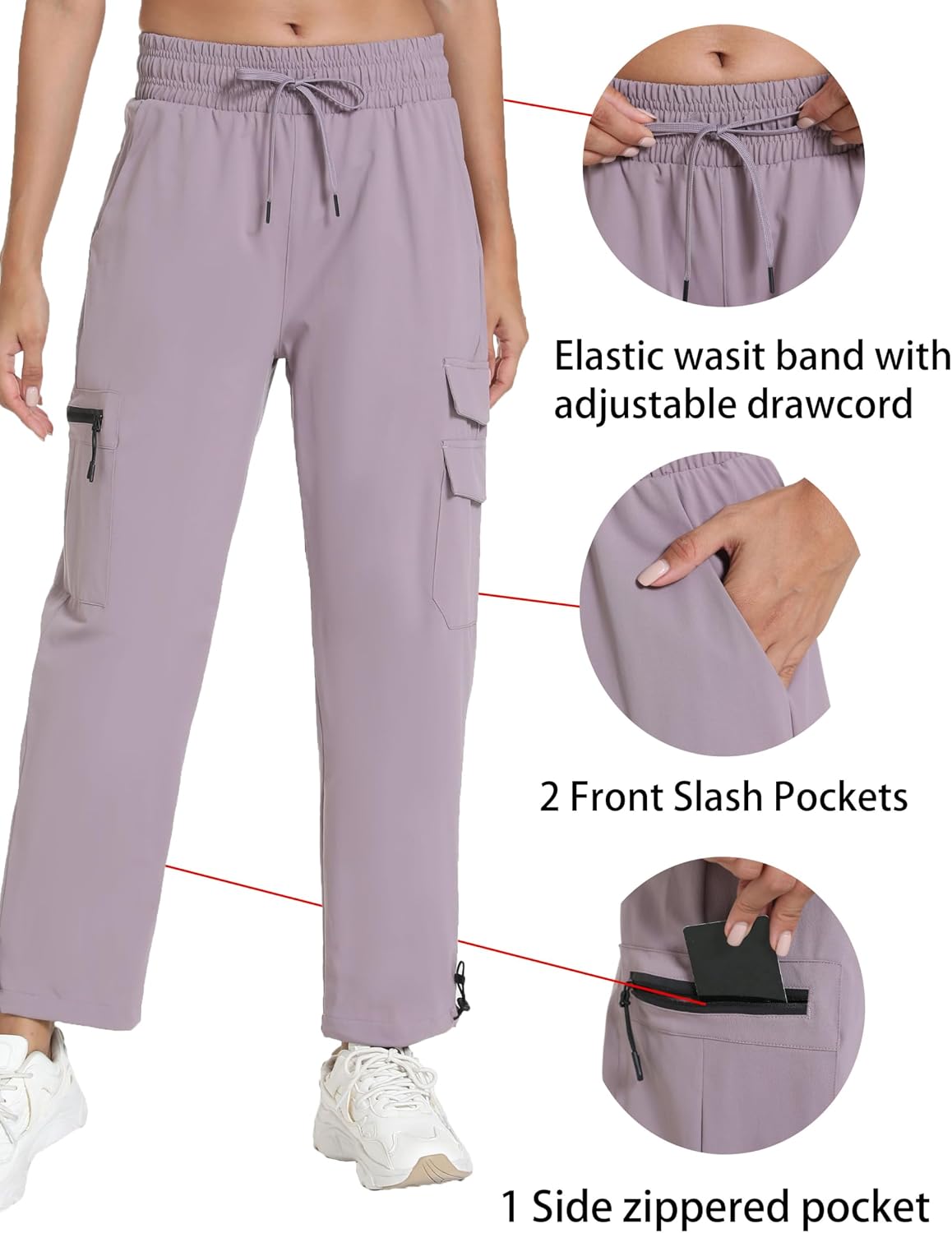 Rrosseyz Women's Hiking Pants with Pockets Lightweight Water Resistant