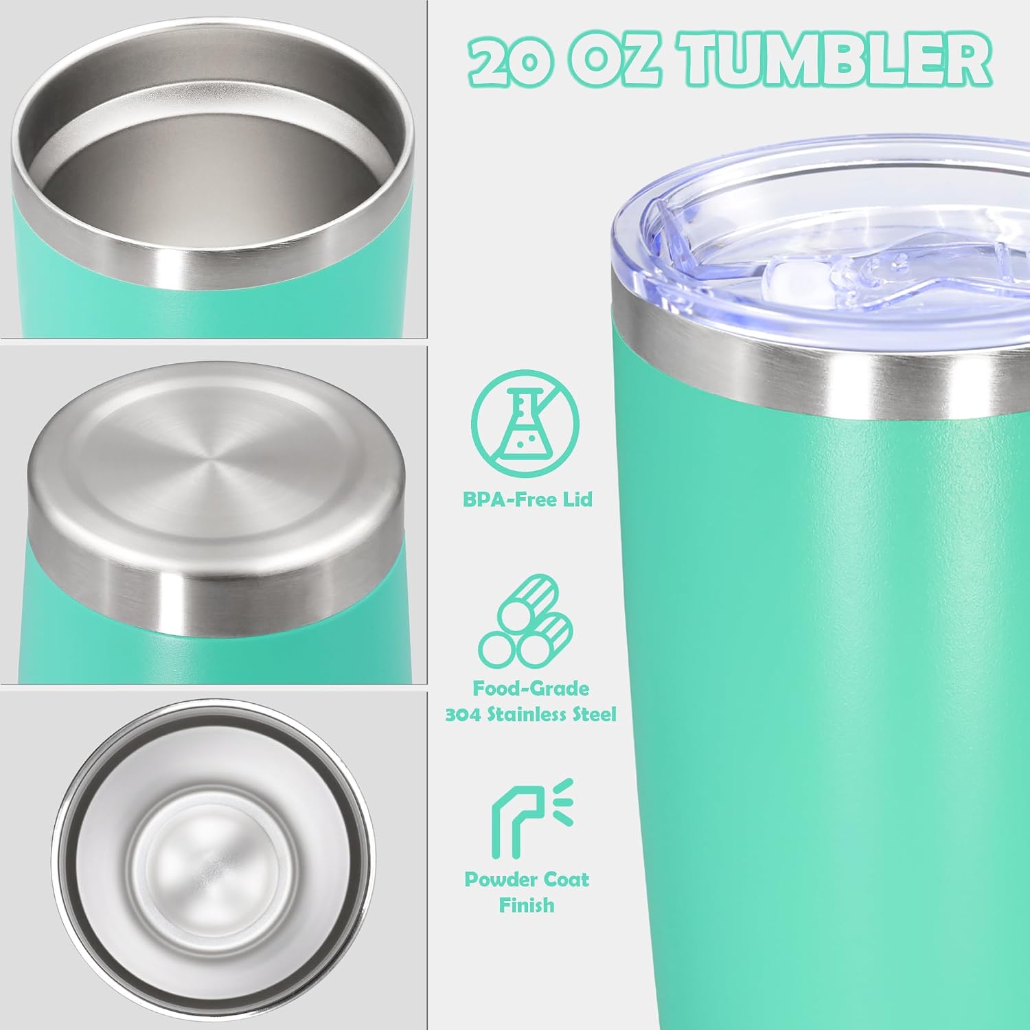 20oz Tumbler Stainless Steel Tumbler Coffee Tumbler with Lid Light Blue, 12P
