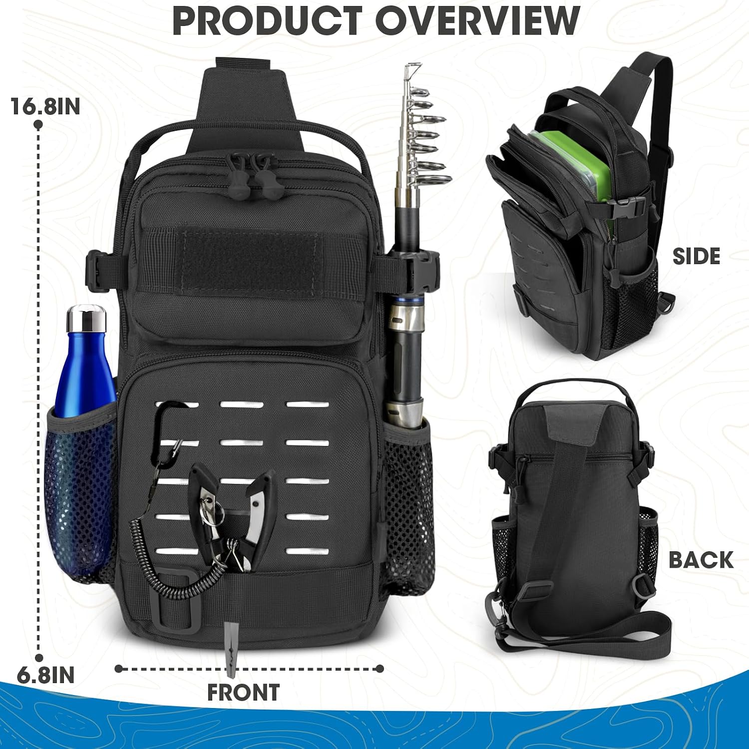 THKFISH 79 Pcs Fishing Tool Kit, Fishing Backpack with Tackle Boxes Fishing Pliers Kit Fishing Bait Lure Gear Kit Include Fish Hook Remover, Fishing Lures, Lip Gripper