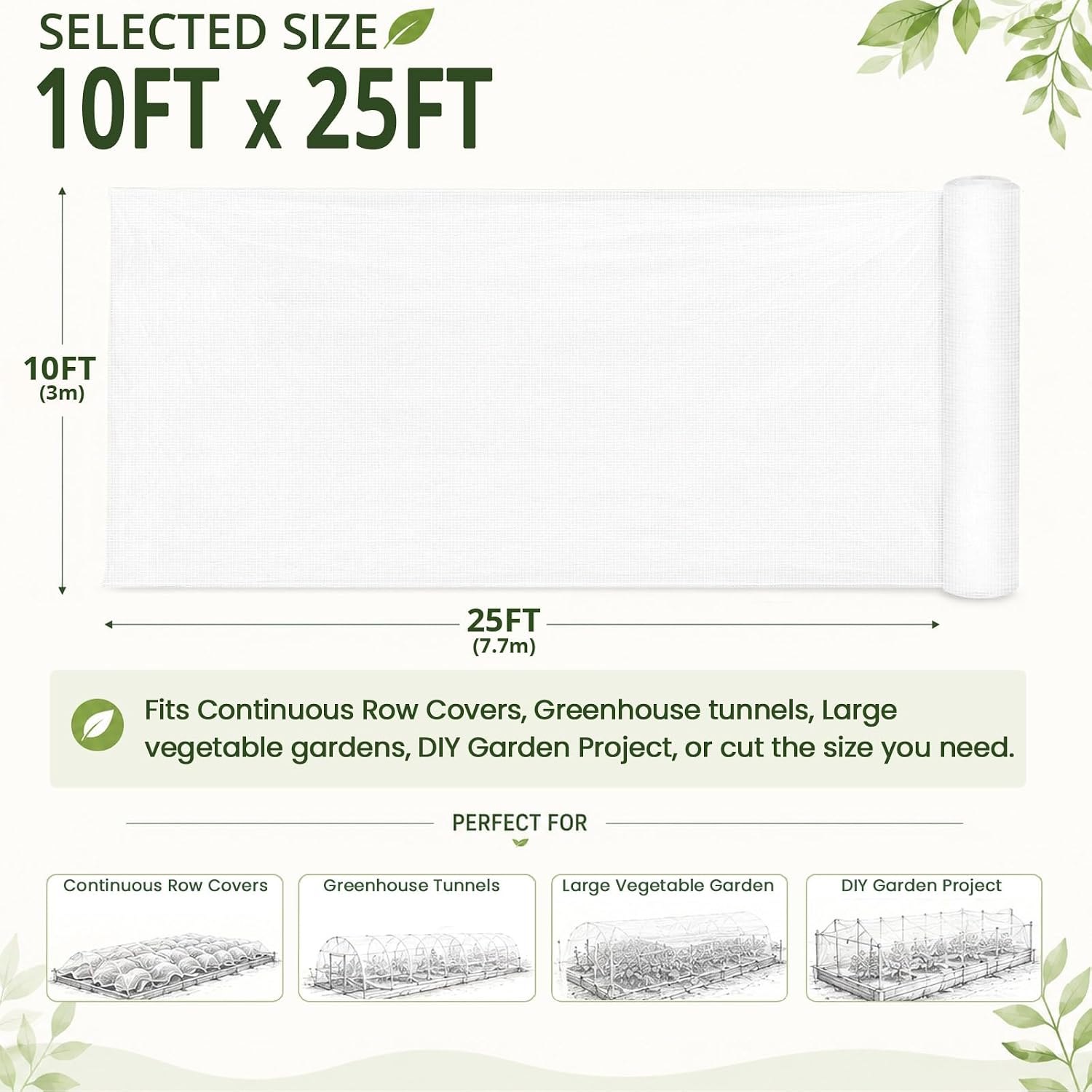 10x25Ft Garden Netting, Fine Mesh Insect Netting for Plant Protection