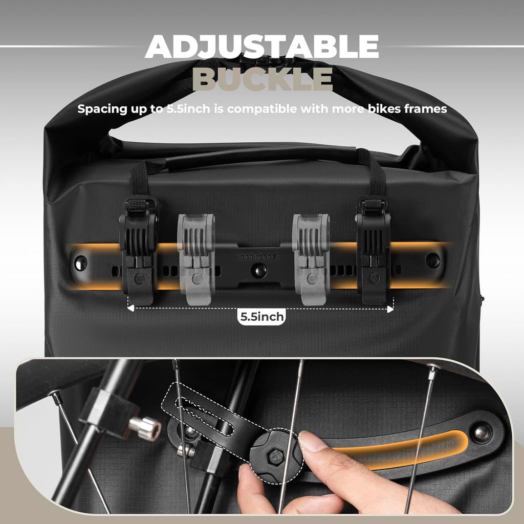 ROCKBROS Bike Panniers Waterproof 23L Adjustable Quick Release Buckles