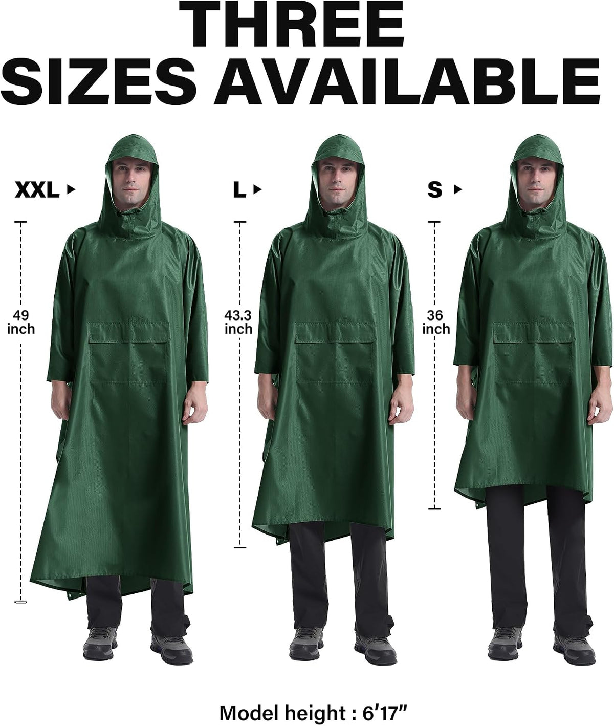 iCreek Hooded Rain Poncho Packable Waterproof Unisex Raincoat with Pocket