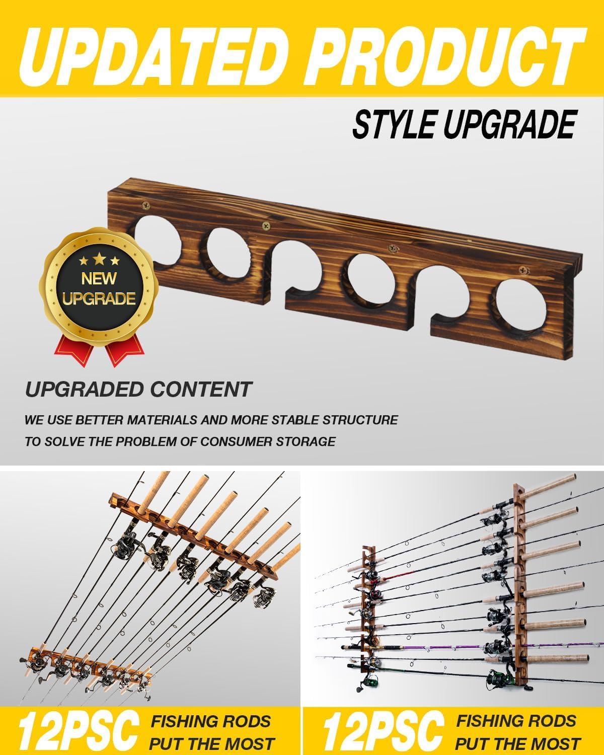 Ghosthorn Fishing Rod Holder,Wall or Ceiling Mounted Pole Rack Garage