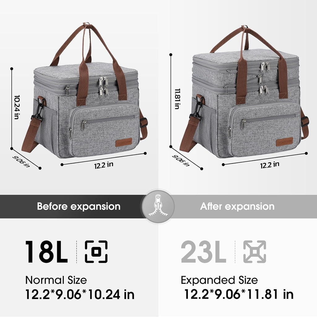 Maelstrom 23L Insulated Lunch Box, Expandable Double Deck Cooler Bag