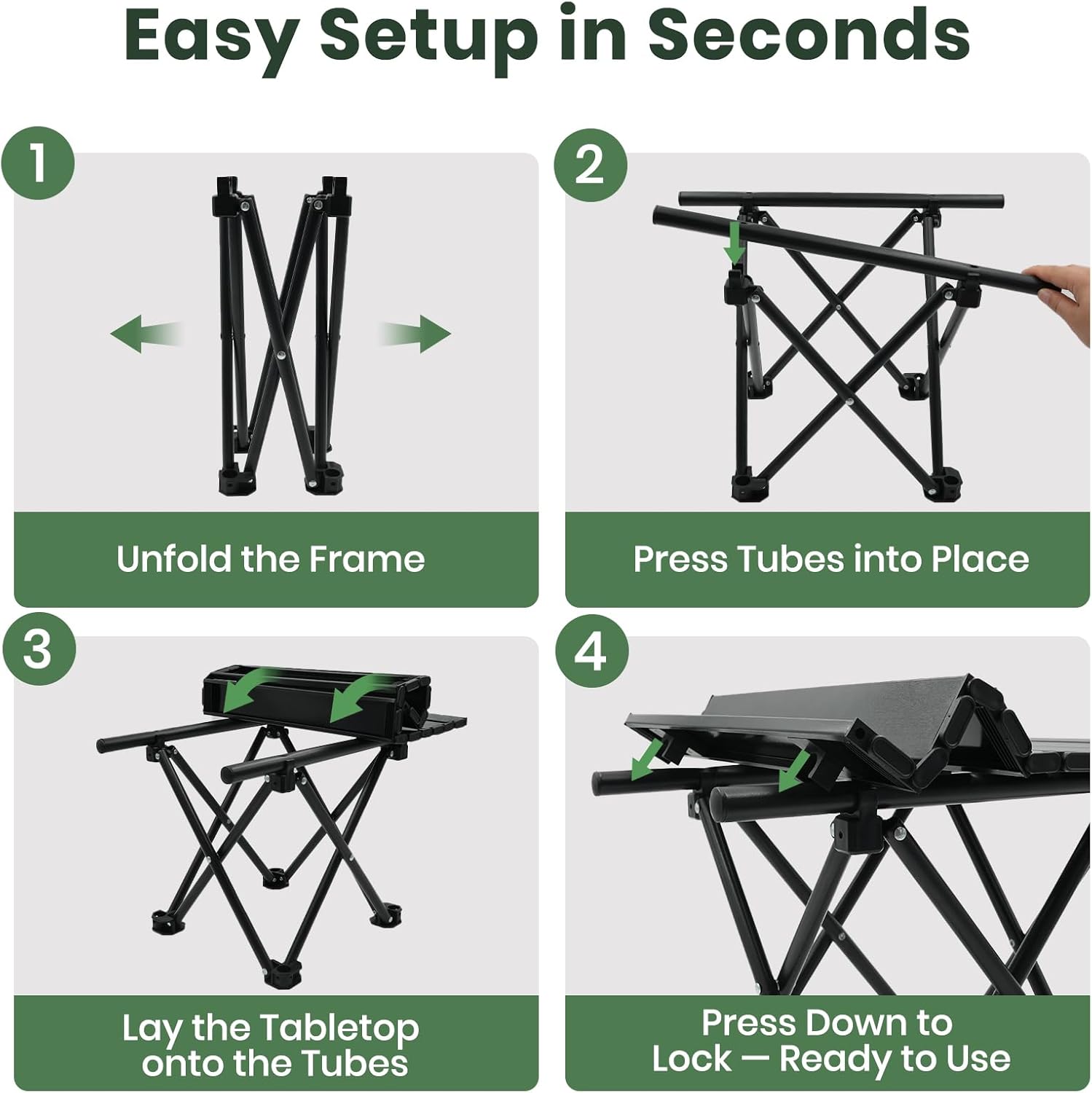2 Pack Camping Table Foldable, Portable Folding Beach Table, Black-S